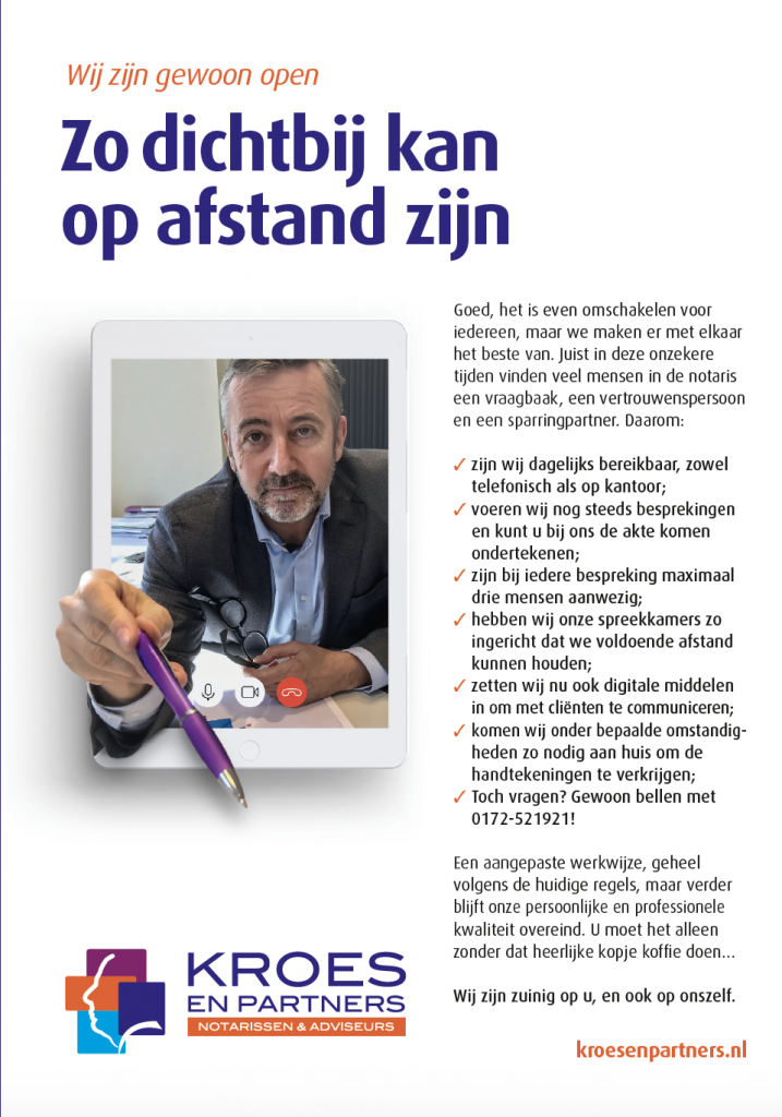 Advertentie-regionale-bladen-Kroes-en-Partners-communicatie-Corona