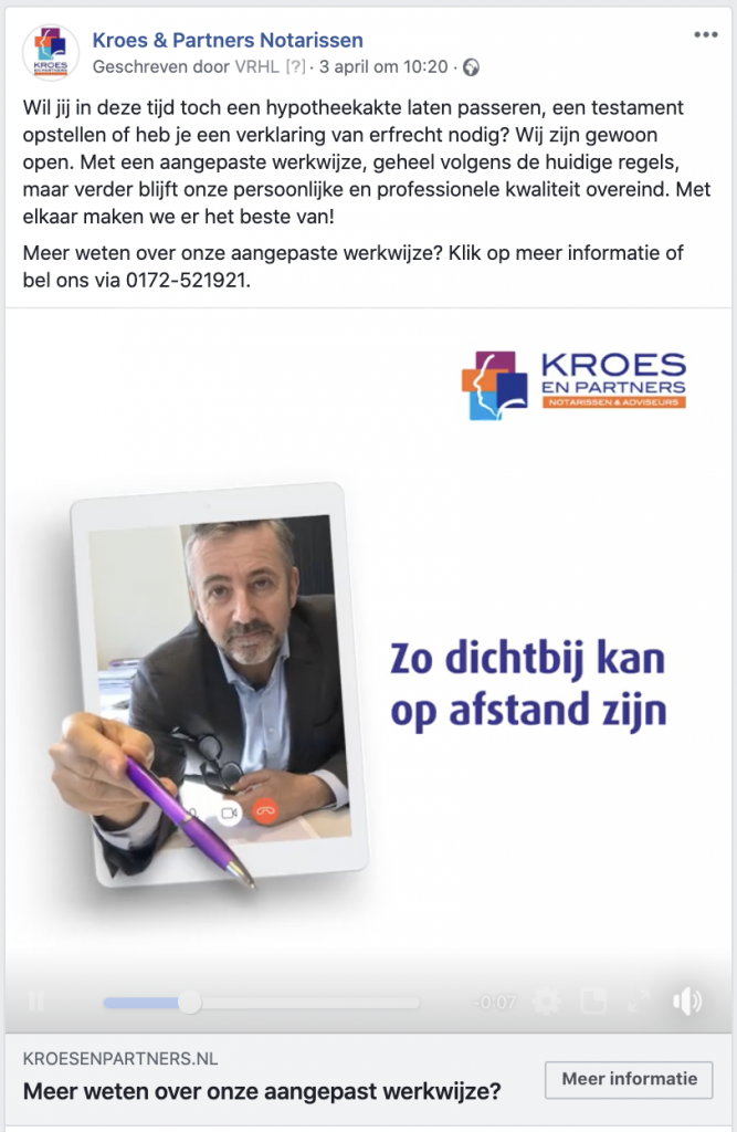 Facebook-advertentie-Kroes-en-Partners-communicatie-Corona